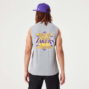 Grey New Era La Lakers NBA Championship Tank Top T-Shirt | QZSE08193