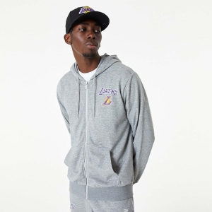 Grey New Era La Lakers NBA Essentials Medium Full Zip Hoodie | OURE58190