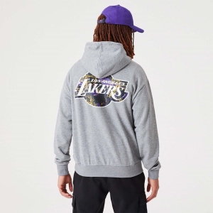 Grey New Era La Lakers NBA Infill Team Logo Medium Pullover Hoodie | INBH29034