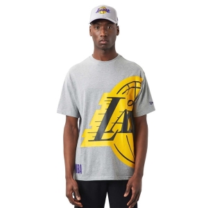 Grey New Era La Lakers NBA Side Logo T-Shirt | FCLY61275