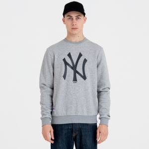 Grey New Era New York Yankees MLB Team Logo Crew Neck Sweatshirt | FVXB68792