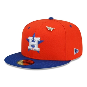 Orange New Era Houston Astros MLB X Paper Planes Fitted Cap 59fifty | KHAY09538