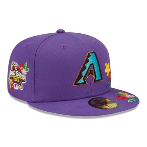 Purple New Era Arizona Diamondbacks Visor Bloom Fitted Cap 59fifty | OJQD92067