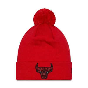 Red New Era Chicago Bulls Infill Bobble Beanie Hat Knit | CKRQ94735