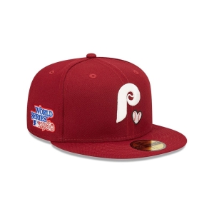 Red New Era Philadelphia Phillies MLB Team Heart Fitted Cap 59fifty | SDPV78149