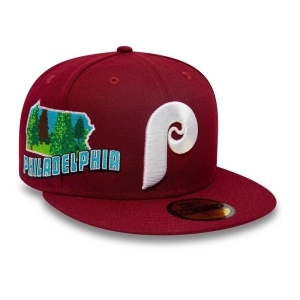 Red New Era Philadelphia Phillies Stateview Fitted Cap 59fifty | ZBNH20756