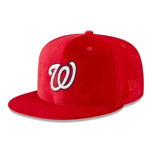 Red New Era Washington Nationals Velvet Fitted Cap 59fifty | VXAO74162