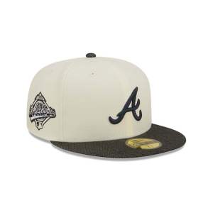 White New Era Atlanta Braves MLB Chrome Fitted Cap 59fifty | DJET29475