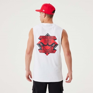 White New Era Chicago Bulls NBA Championship Tank Top T-Shirt | OACM53902