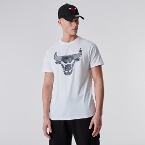 White New Era Chicago Bulls NBA Outline Logo T-Shirt | EOZD60891