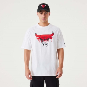 White New Era Chicago NBA Drip Logo Bulls T-Shirt | BUWK72194