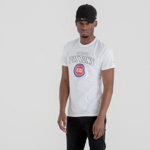 White New Era Detroit Pistons Team Logo T-Shirt | AWUK72098