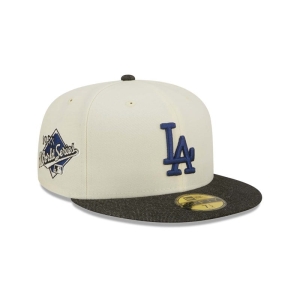 White New Era La Dodgers MLB Chrome Fitted Cap 59fifty | WUNI79321