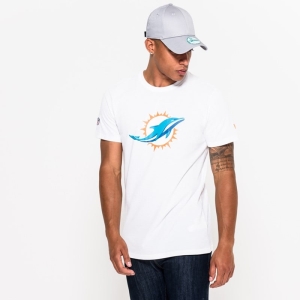 White New Era Miami Dolphins Team Logo T-Shirt | PQDN76052