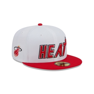 White New Era Miami Heat NBA Classic Fitted Cap 59fifty | QSJM05289