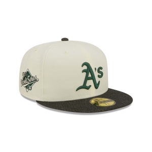 White New Era Oakland Athletics MLB Chrome Fitted Cap 59fifty | BVXP43285